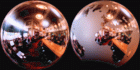 Reflection mapped sphere (left) with wavelet processed spherical texture (right)