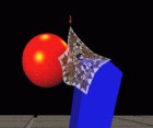 A silk scarf moved around a virtual scene, captured during a live session on the
  workbench.