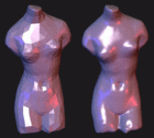 Control polyhedron on left; limit surface on right