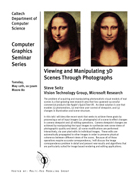 Steve Seitz talk announcement